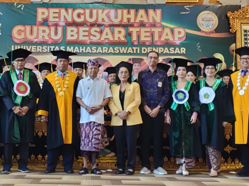 Gubernur Bali I Wayan Koster Hadiri Inaugurasi Guru Besar di Universitas Mahasaraswati Denpasar